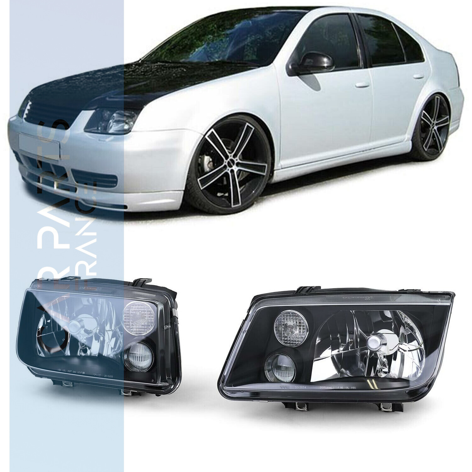 Paire de phares avant pour Volkswagen Bora 1998 - 2005