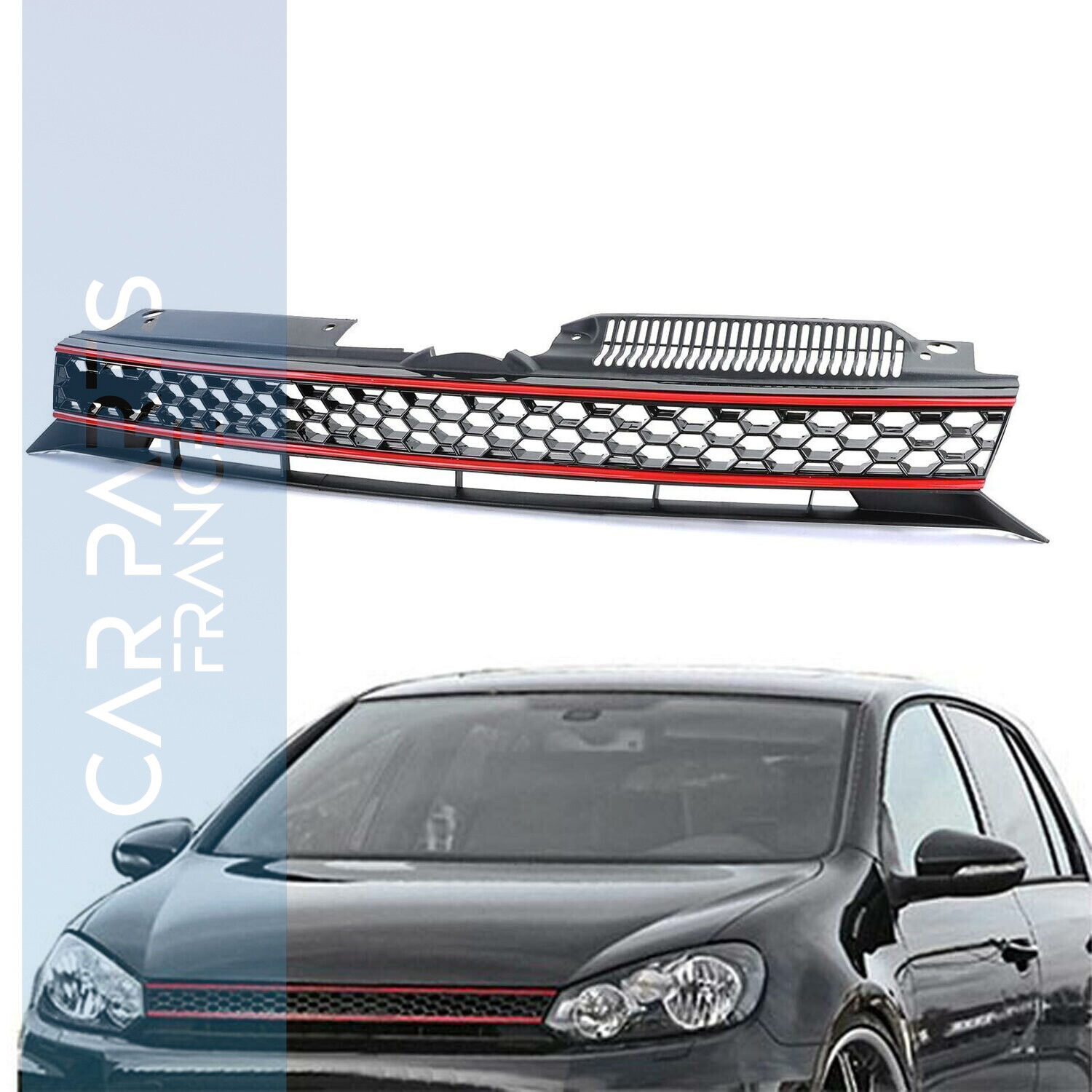 Calandre / Grille Sport Look Noire / Rouge pour Volkswagen Golf 6 2008 - 2013