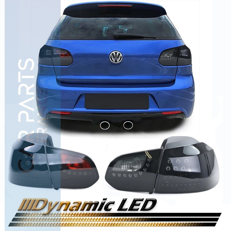 Paire de feux arrière à LED noir fumé avec clignotants dynamiques pour Volswagen Golf 6 berline 2008 - 2012