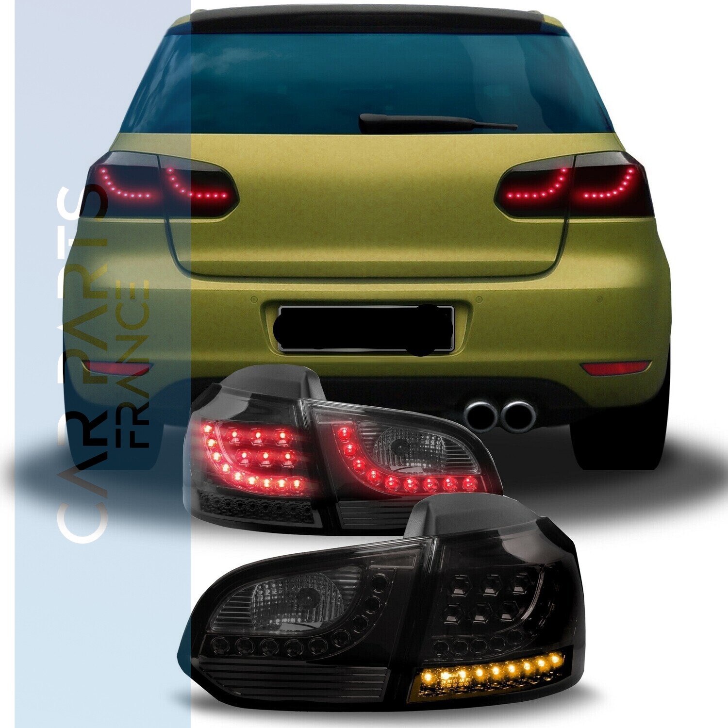 Paire de feux arrière à LED noir pour Volkswagen Golf 6 2008 - 2012