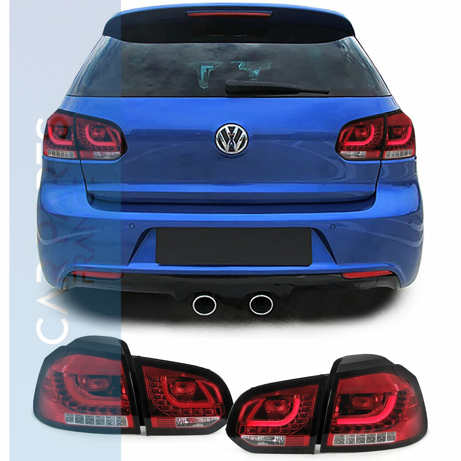 Paire de feux arrière rouge clair avec clignotants dynamiques pour VW Golf VI 5K1 berline 2008 - 2013
