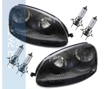 Paire de phares avant pour Volkswagen Golf 5 + Jetta + ampoules
