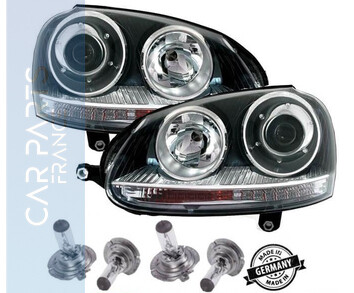 Paire de phares avant pour Volkswagen Golf 5 + Jetta + ampoules