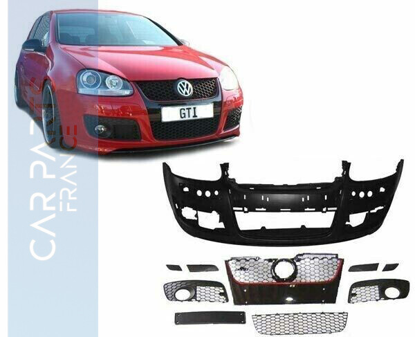 Pare-chocs avant plus grilles nid d'abeille Look GTI pour VW Golf 5