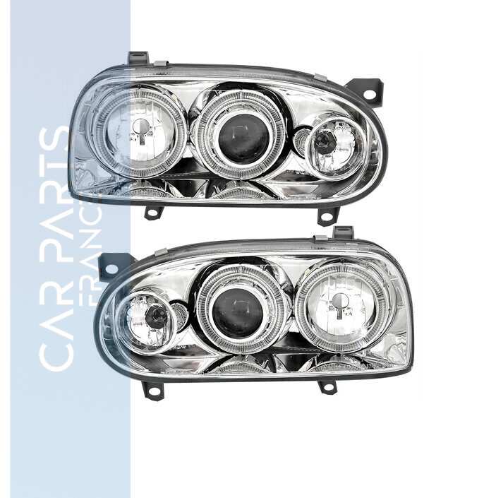 Paire de phares Angel Eyes avant pour Volkswagen Golf 3