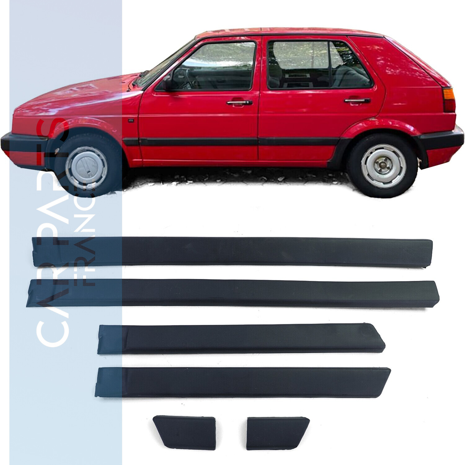 Jeu de baguettes de porte large 6 pièces pour VW Golf 2 1987-1992 4 portes