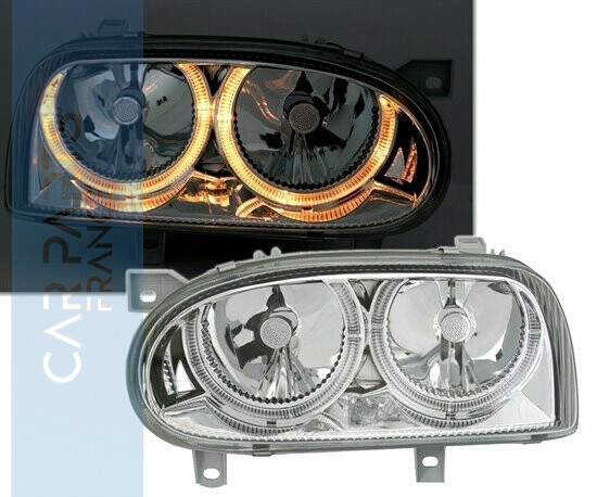 Paire de phares Angel Eyes avant à LED pour Volkswagen Golf 3