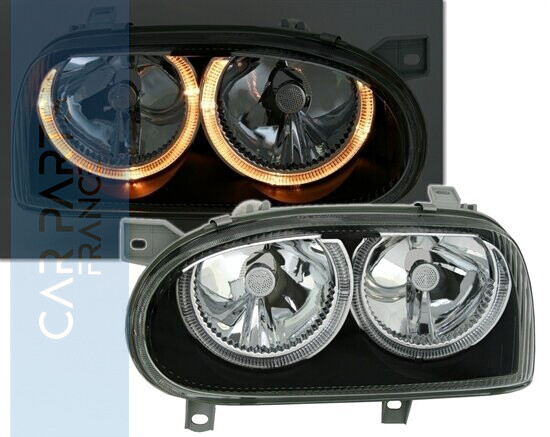 Paire de phares Angel Eyes avant à LED pour Volkswagen Golf 3