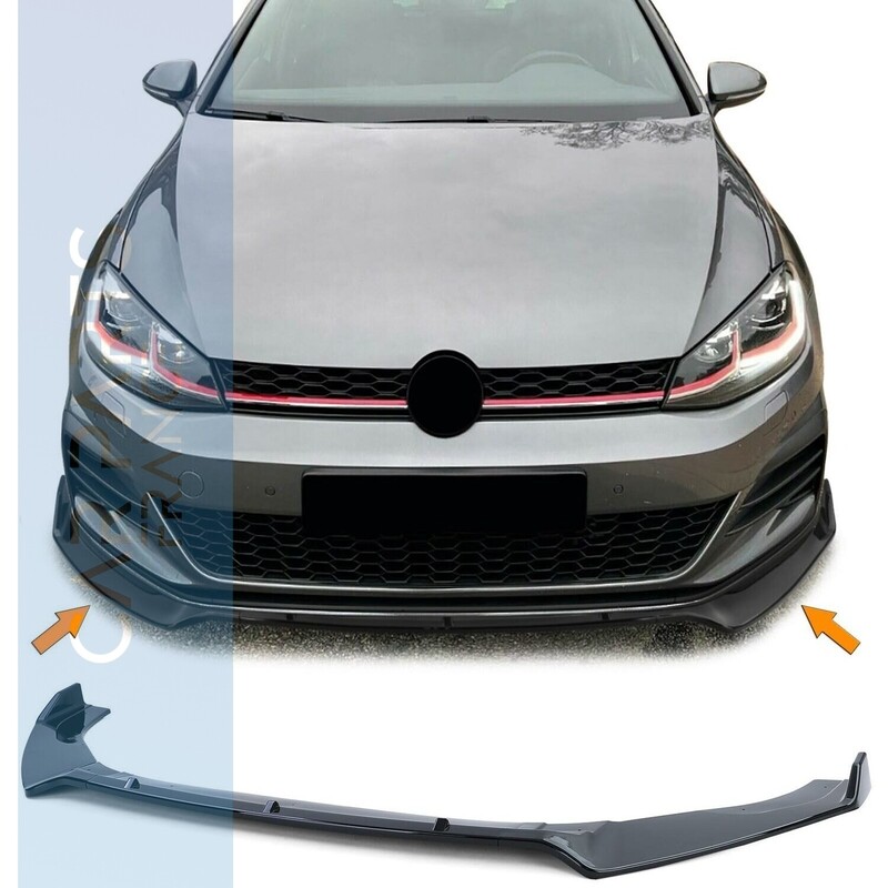 Lèvre / spoiler / Splitter / lame de pare choc avant pour Golf 7  GTI et GTD 2012-2021  - Noir Brillant