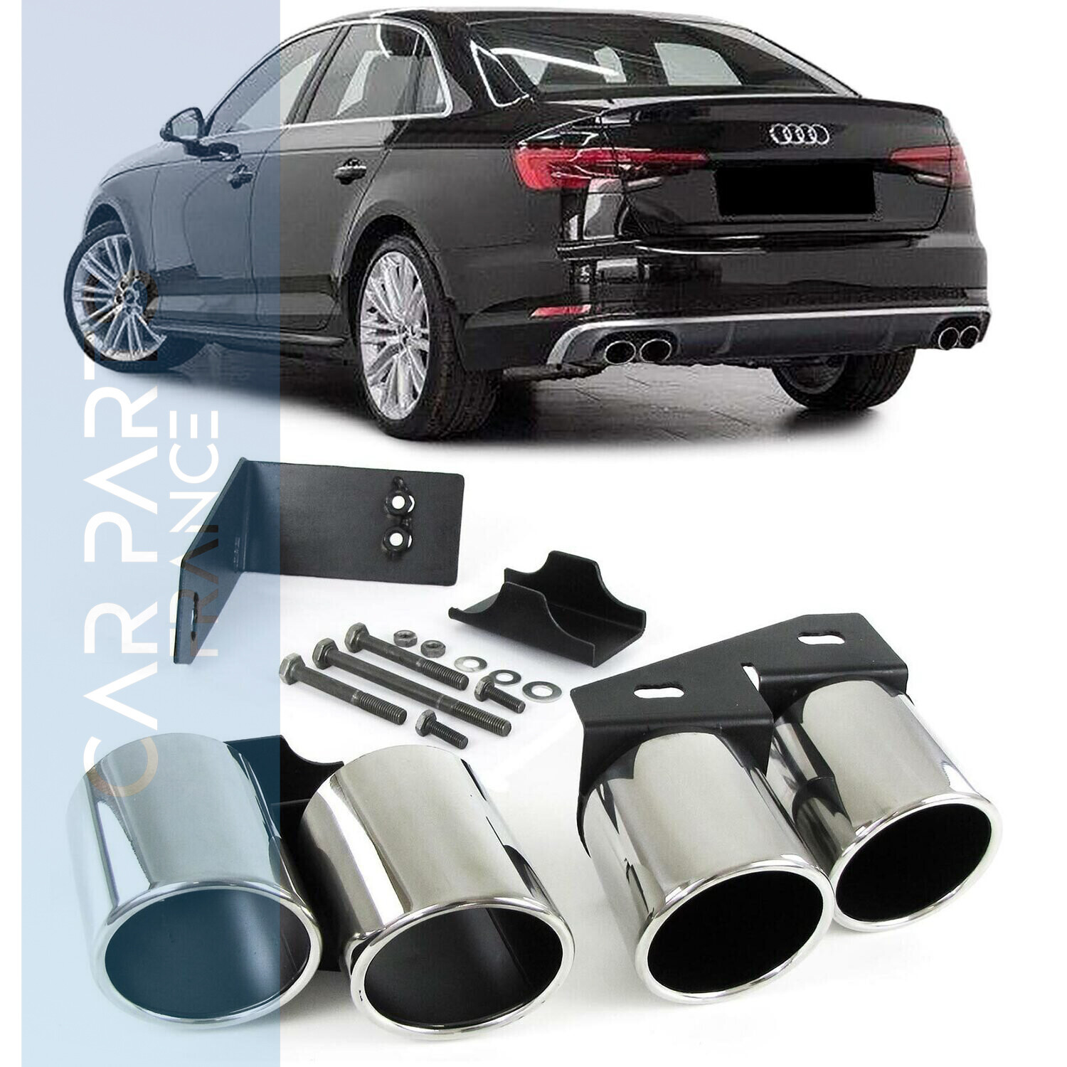 Paire d'embouts d'échappement sport inox pour Audi A4 B9 à partir de 2015