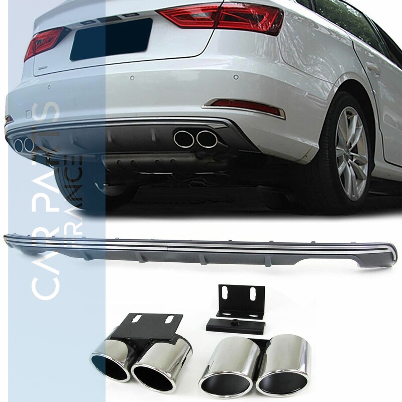 Diffuseur de pare-choc arrière avec sorties d'échappement pour Audi A3 8V 2013 - 2016