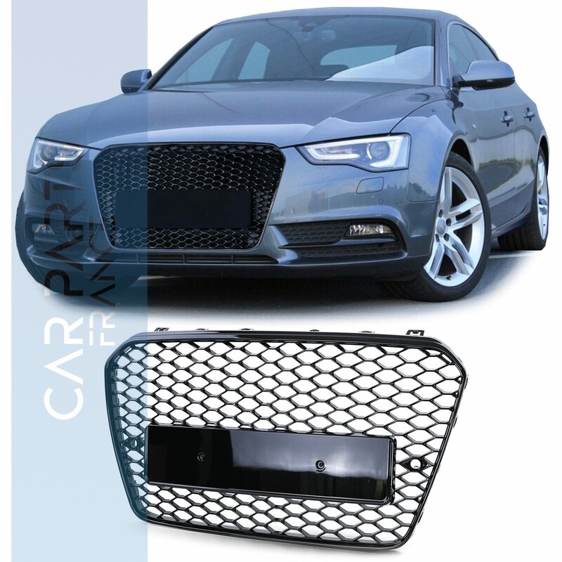 Grille / calandre sport optique sans emblème noir brillant pour Audi A5 B8 8T 11-17 Look RS RS5
