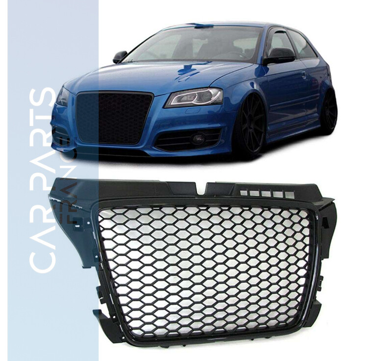 Calandre / Grille Audi A3 8P Phase 2 Look RS3 / Nid'Abeille Noir Brillant 2008 - 2012