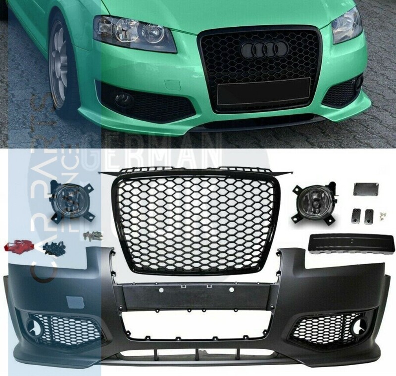 Pare chocs avant look RS3 pour AUDI A3 8P de 2005 à 2008 + calandre chrome + antibrouillards