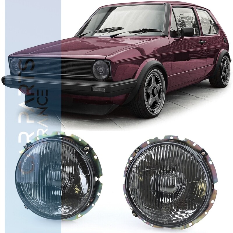 Phares noirs fumés avec réticules adaptables pour VW Golf 1 + Cabrio 1974-1983