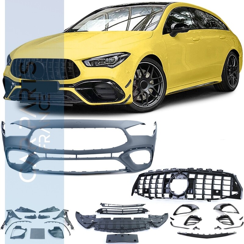 Parechoc sport look AMG avec calandre Panamericana noire brillante pour Mercedes CLA X118 à partir de 2019