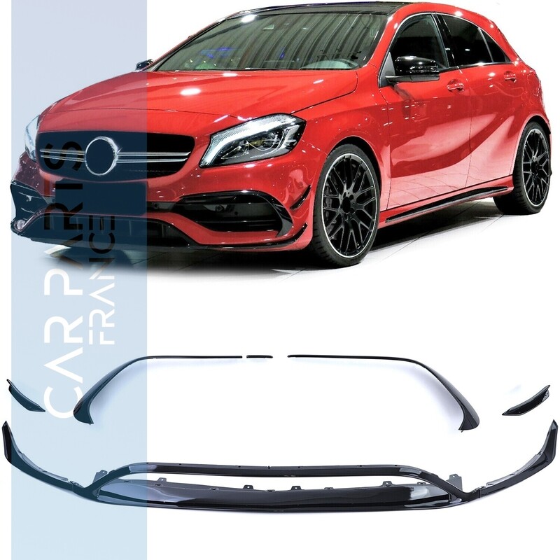 Rajouts pare-chocs avant pour Mercedes Classe A W176 Facelift Look AMG 2015-2018 Noir Brillant