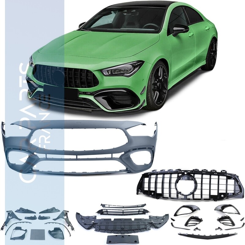 Parechocs Look AMG avec calandre Panamericana noire brillante pour Mercedes CLA C118 à partir de 2019