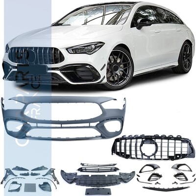 Parechoc sport look AMG avec calandre chrome noire brillante pour Mercedes CLA X118 à partir de 2019