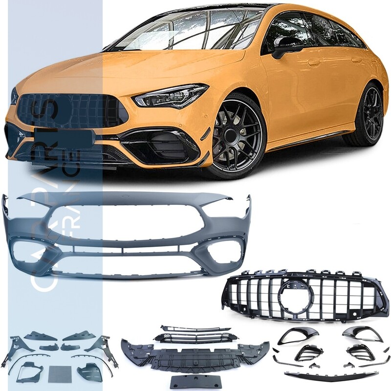 Parechoc sport look AMG avec calandre Panamericana noire brillante pour Mercedes CLA X118 à partir de 2019
