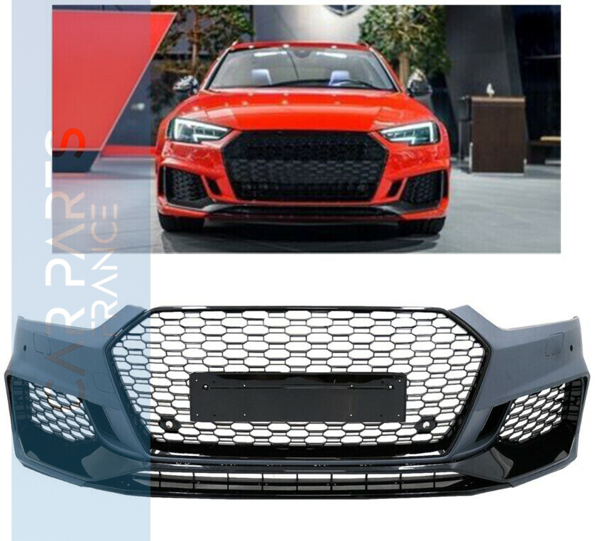 Pare-choc avant look RS4 pour AUDI A4 B9 2015 à 2019 + calandre noire brillante