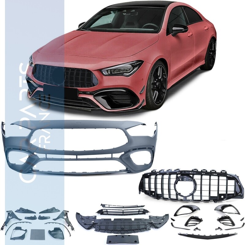 Parechocs look AMG avec calandre Panamericana noire brillante pour Mercedes CLA C118 à partir de 2019
