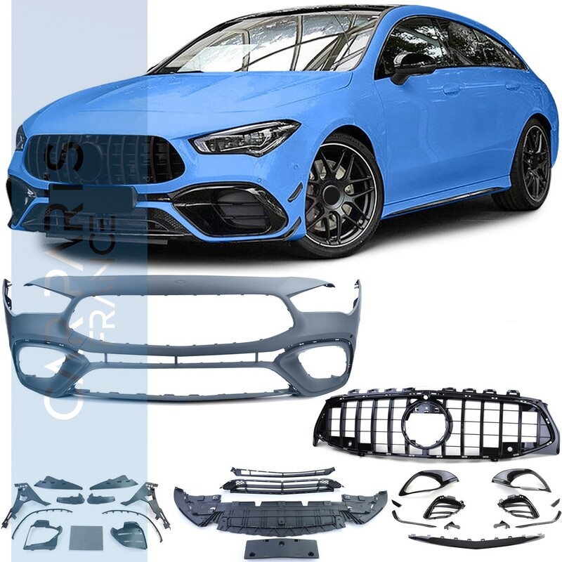 Parechoc  sport look AMG avec calandre Panamericana noire brillante pour Mercedes CLA X118 à partir de 2019