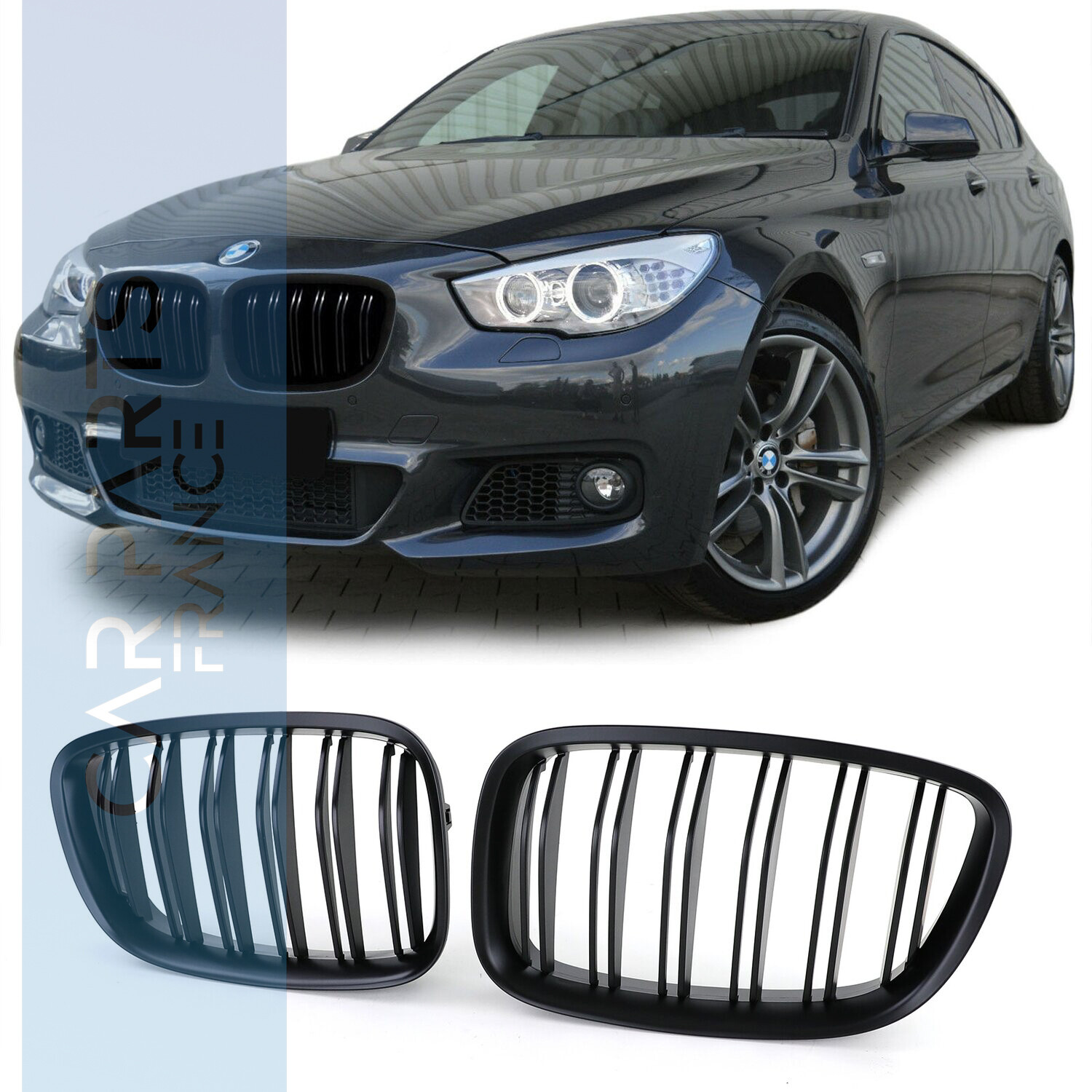 Calandre / Grille Double Lame pour BMW Série 5 GT F07 Noir Mat Look Pack M Performance