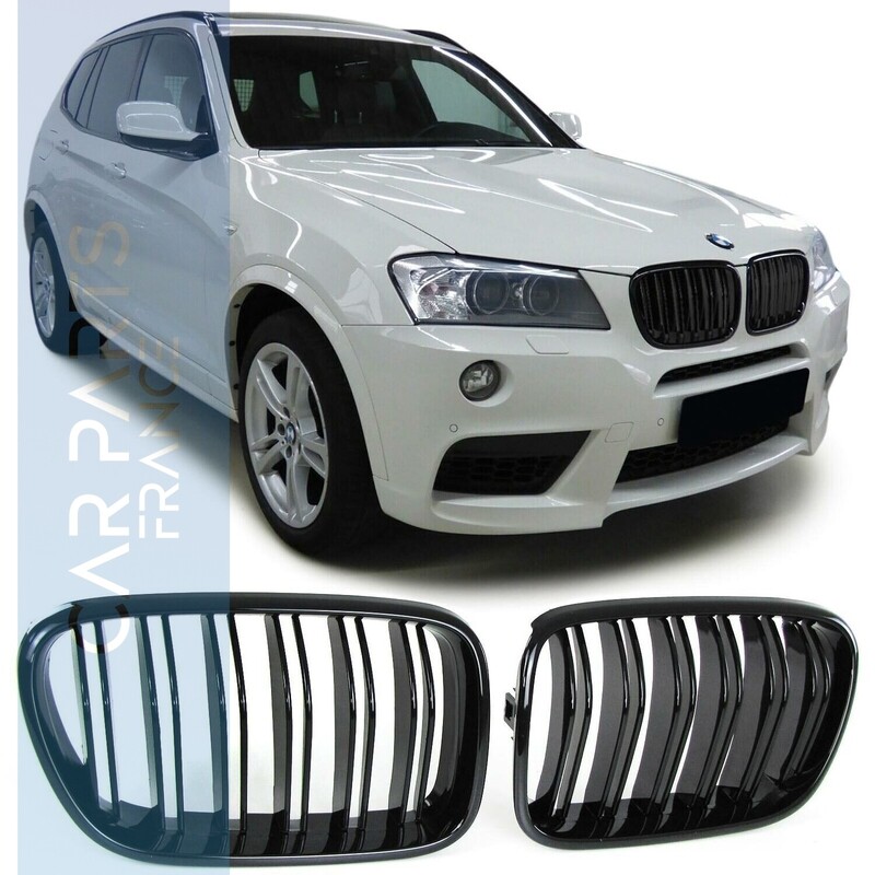 Calandre / Grille double lame noir brillant pour BMW X3 F25 2010 - 2014 Calandre / Grille double lame noir brillant pour BMW X3 F25 2010 - 2014