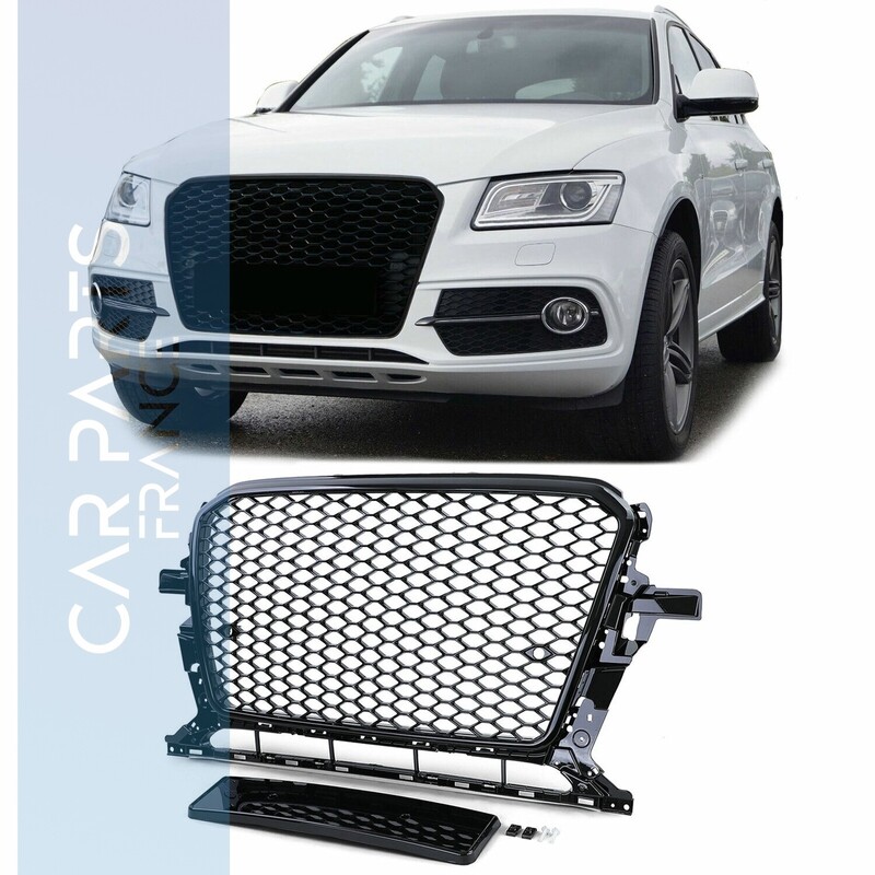 Grille / calandre optique nid d'abeille sans emblème noir brillant pour Audi Q5 8R 12-16 - LOOK RS