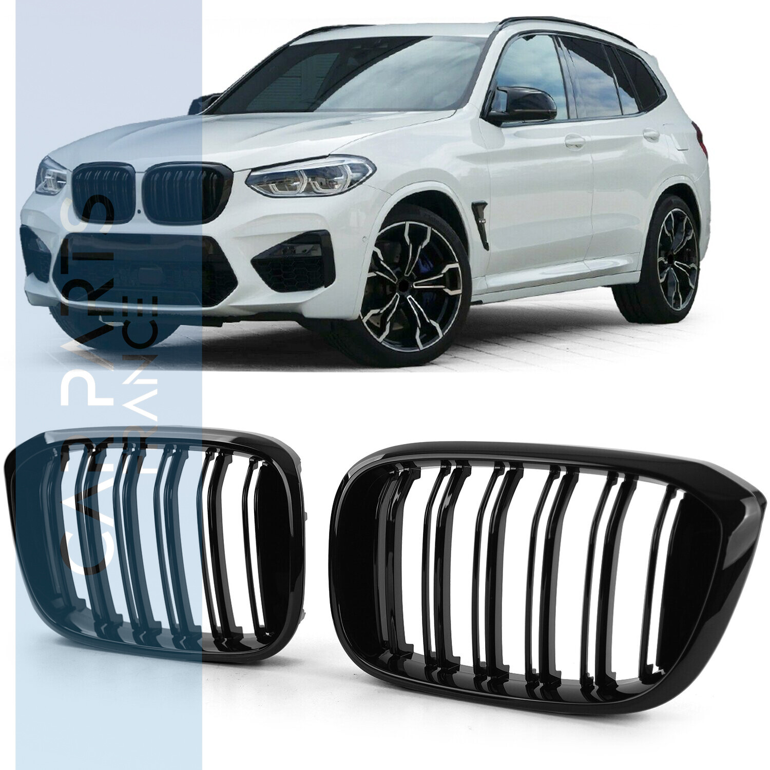 double grille de calandre  brillante convient à BMW X3 G01 X4 G02 ab 17
