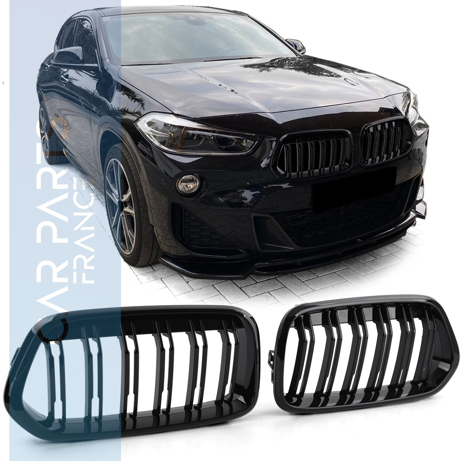 Grille de calandre sport double barre performance brillante pour BMW X2 F39 à partir de 18
