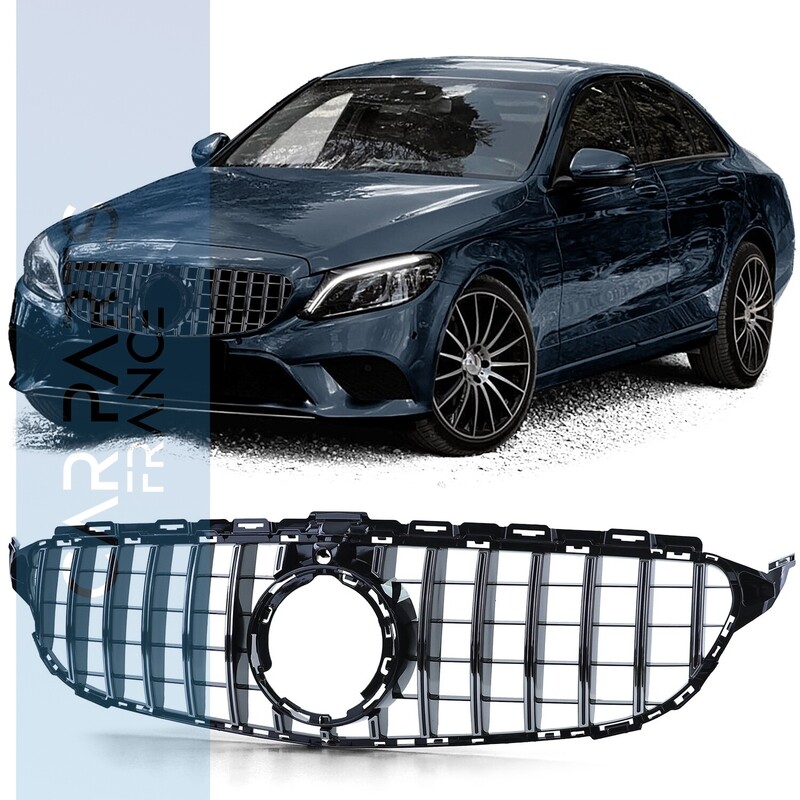 Calandre look AMG / Panamericana noir et chrome pour Mercedes Classe C W205 S205 2018-2021