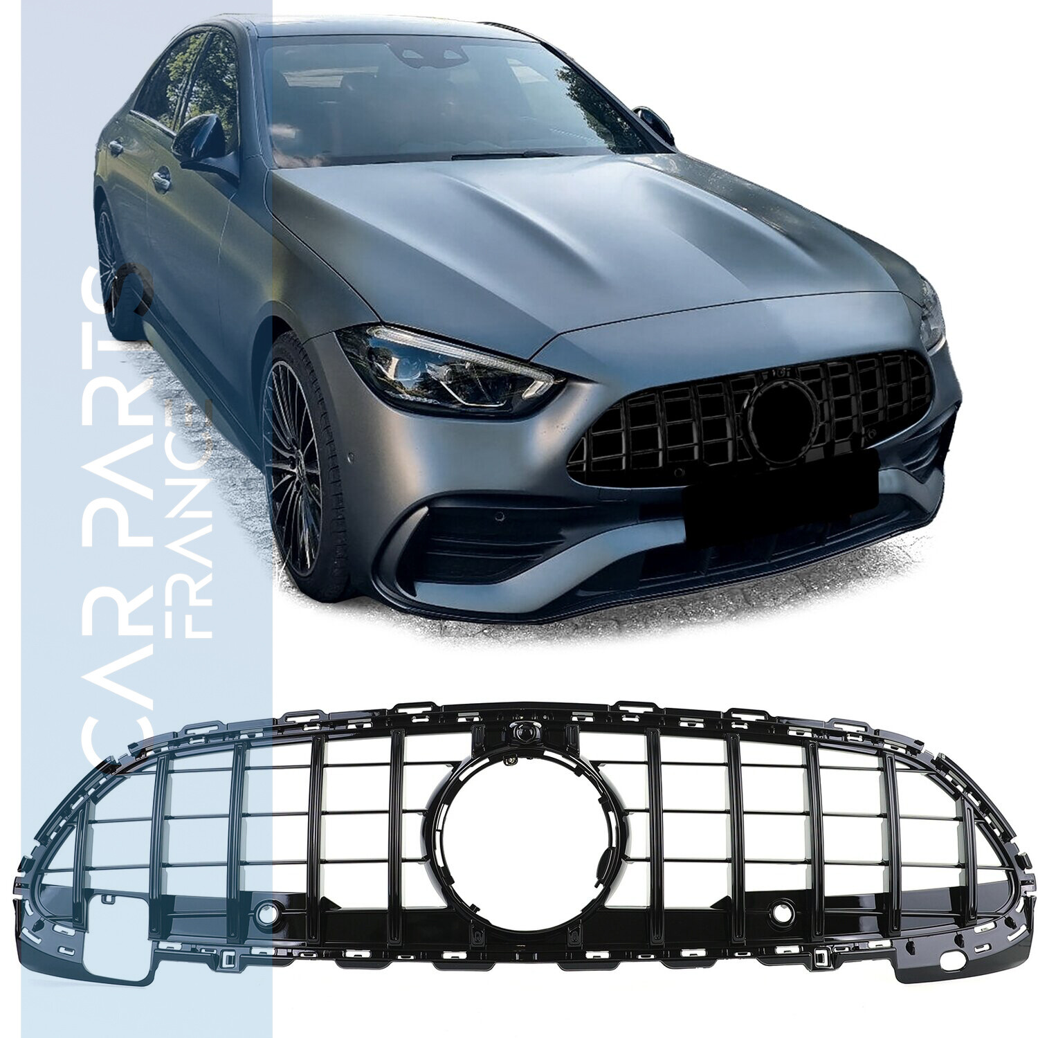 Calandre look AMG / Panamericana noir brillant pour Mercedes Classe C W205 S205 après 2021