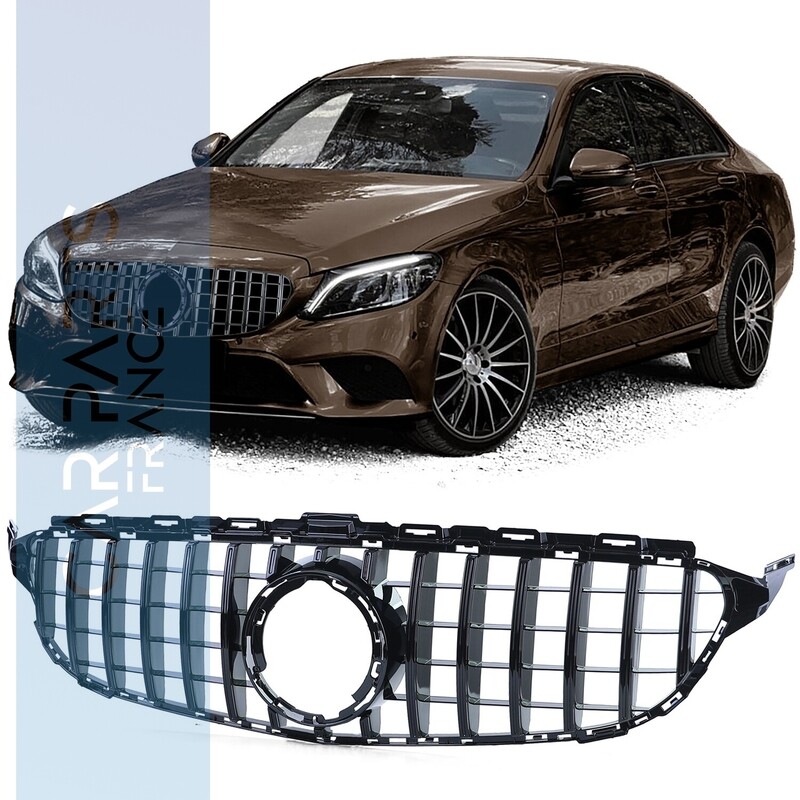 Calandre look AMG / Panamericana noir brillant pour Mercedes Classe C W205 S205 2018-2021