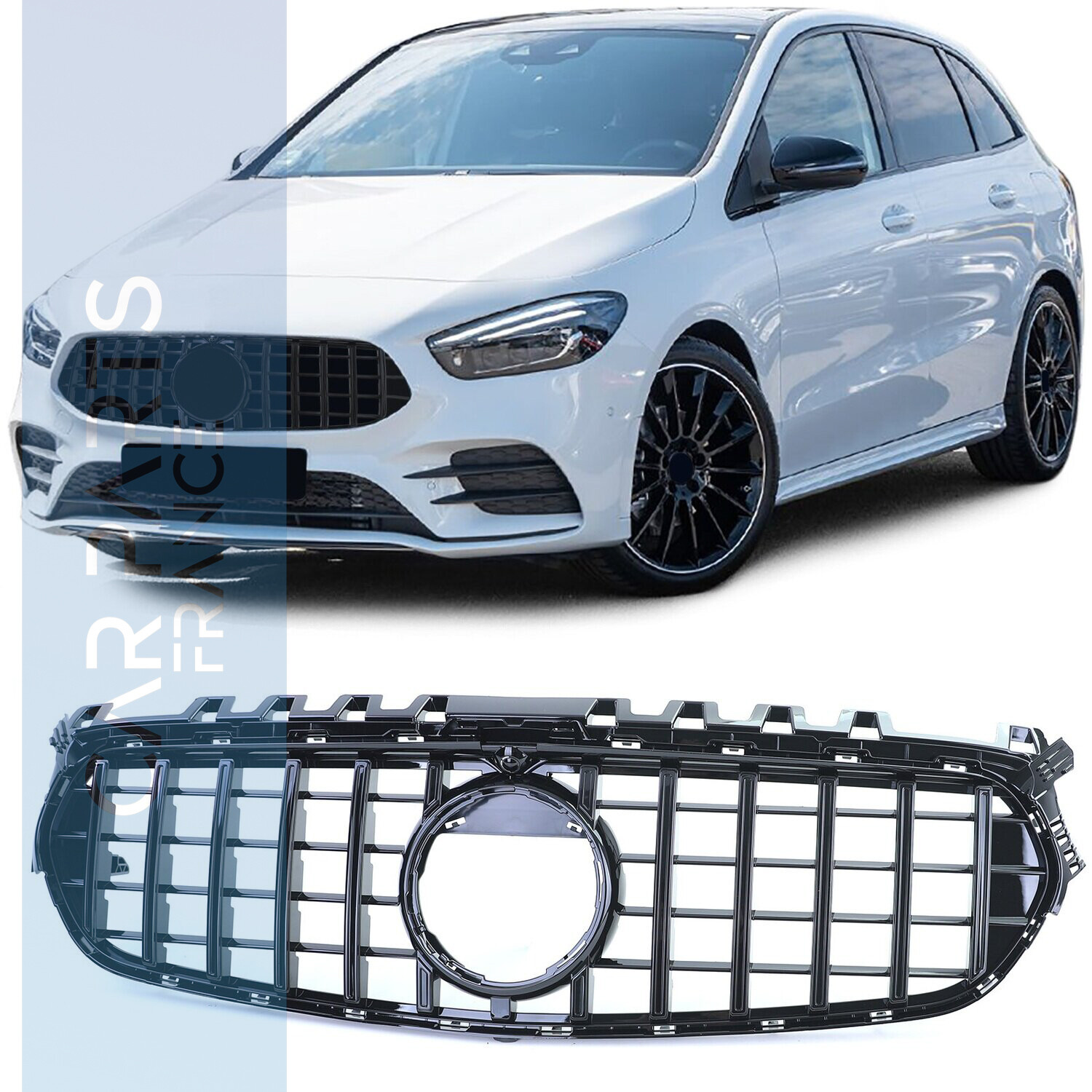 Calandre look Panamericana noir brillant pour Mercedes classe B W247 à partir de 2018