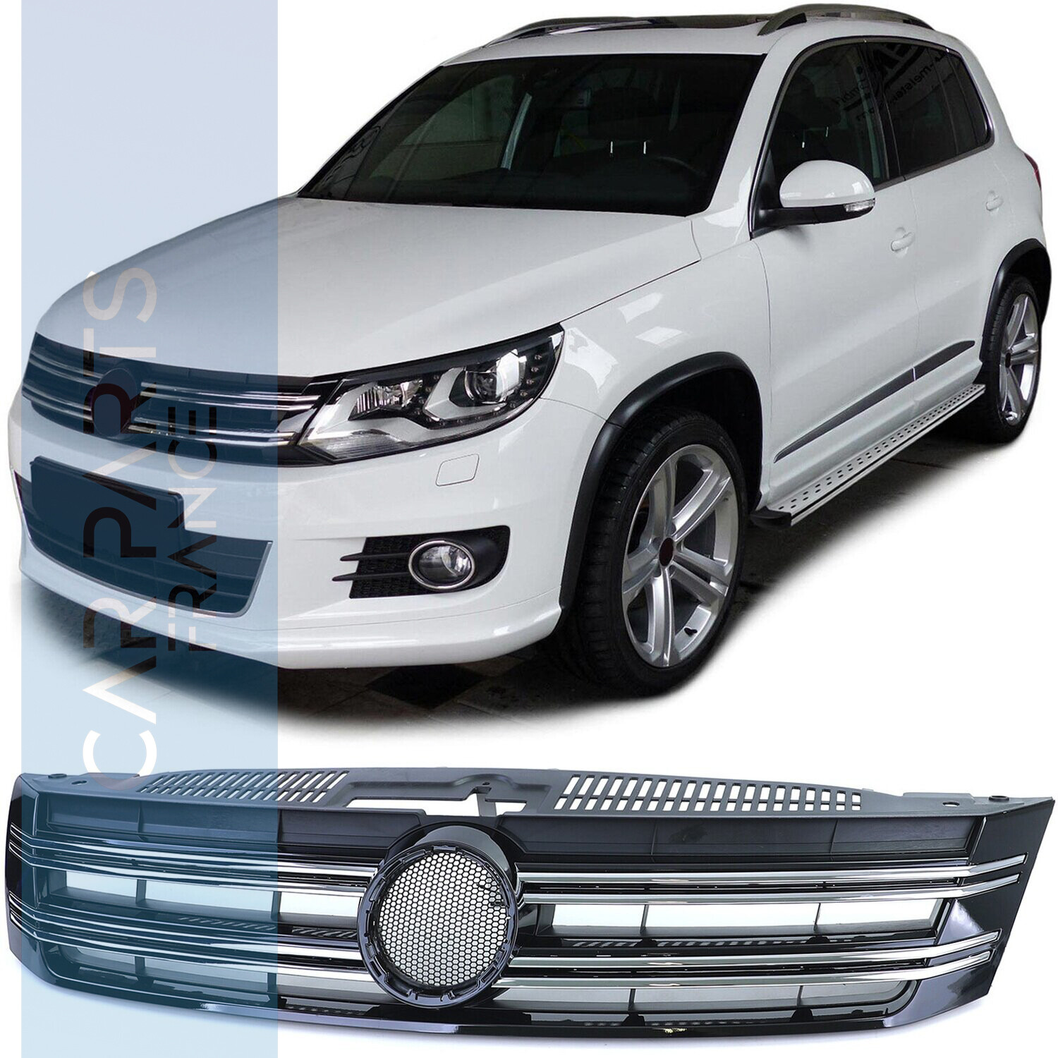 Calandre noir brillant et chrome pour VW Tiguan 5N Facelift 2011-2018