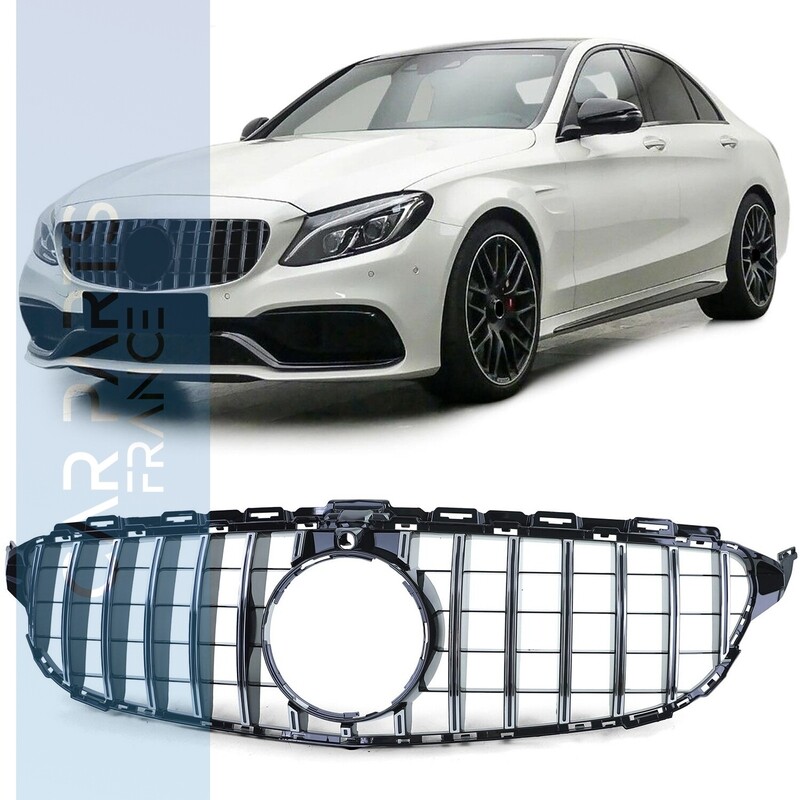 Calandre look Panamericana noir et chrome pour Mercedes Classe C W205 S205 2014-2018