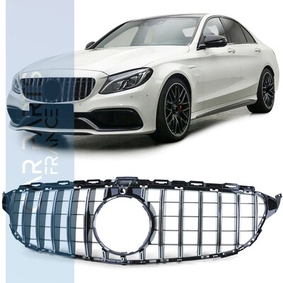 Calandre look Panamericana noir et chrome pour Mercedes Classe C W205 S205 2014-2018