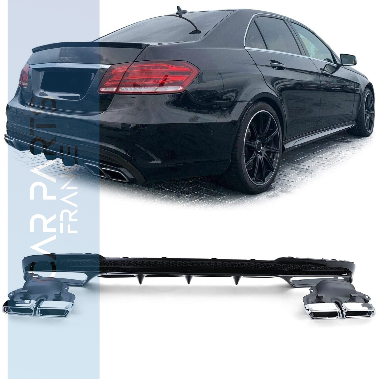 Diffuseur de pare choc arrière Look AMG pour Mercedes Classe E W212  2013 - 2016 - Noir Brillant