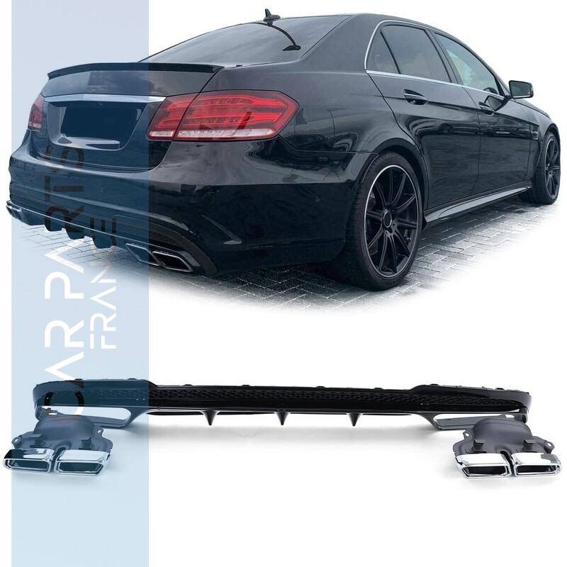Diffuseur de pare choc arrière Look AMG pour Mercedes Classe E W212  2013 - 2016 - Noir Brillant