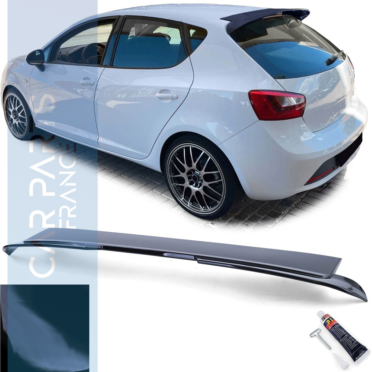 Becquet de toit performance noir brillant pour Seat Ibiza 6J 6P 5 portes 2008-2017