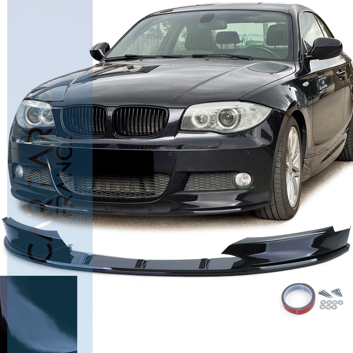 Lame spoiler avant performance noire brillante pour BMW Série E82 E88 Coupé / Cabrio 2011-2013