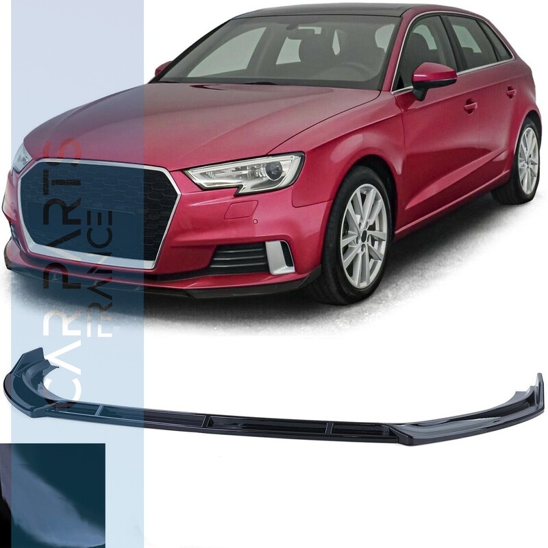 Lame de Pare-choc avant  noire brillante pour Audi A3 8V Facelift 2016-2020