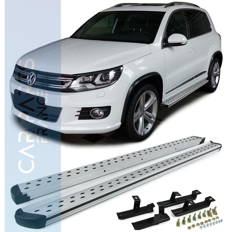 Marche Pied en Aluminium Brossé pour Volkswagen Tiguan 5N 2007 - 2015