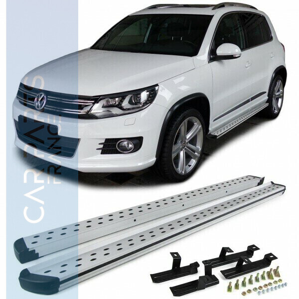 Marchepieds en Aluminium Brossé pour VOLKSWAGEN / VW Tiguan 5N 2007 - 2015