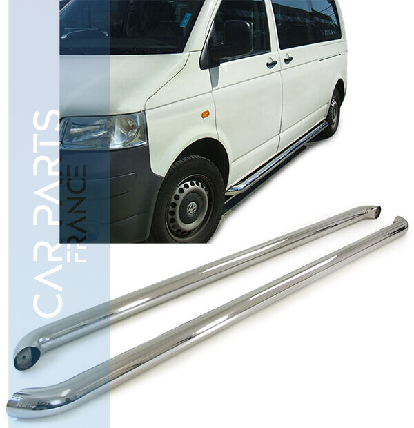 Marchepieds en Aluminium Brossé pour VOLKSWAGEN / VW Bus T5 Après 2009