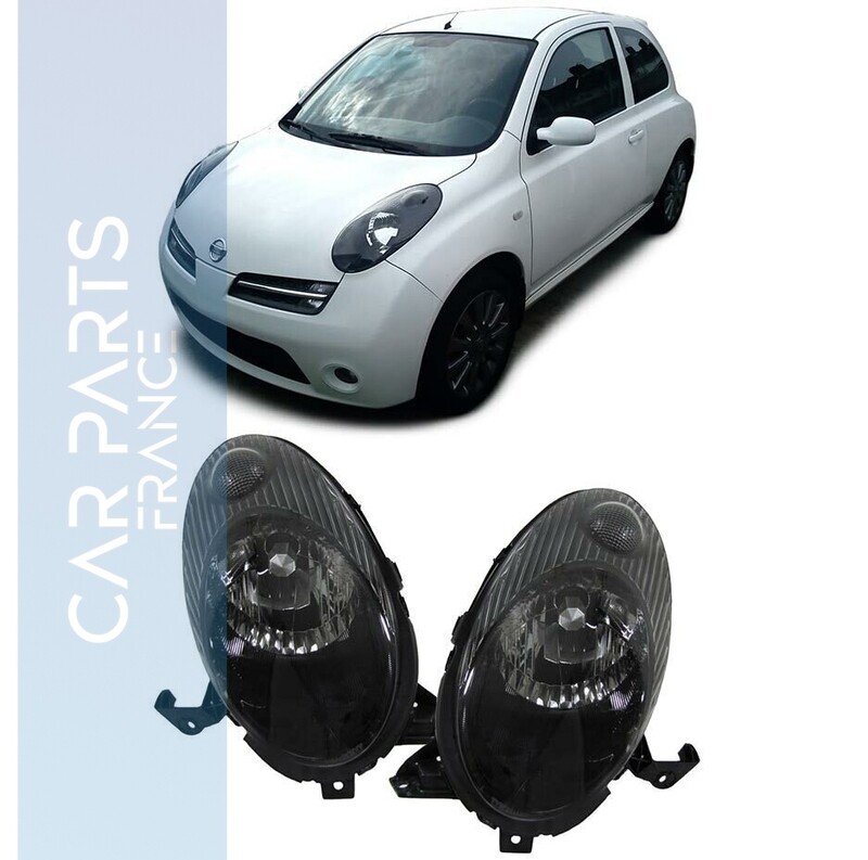 Paire de phares avant pour Nissan Micra K12 2003 - 2005