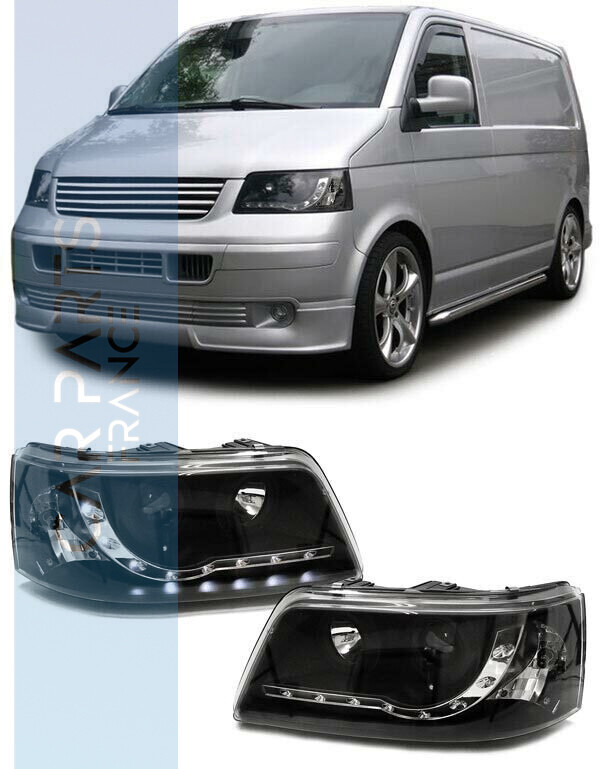 Paire de phares à barre LED avant pour Volkswagen Bus Transporter T5 2003 - 2009