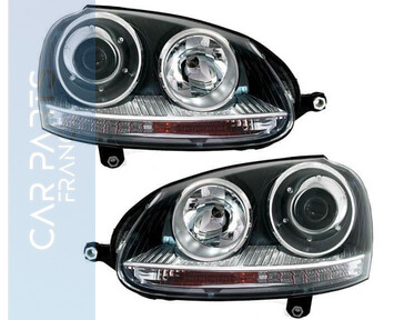 Paire de phares avant pour Volkswagen Golf 5 + Jetta + ampoules Philips